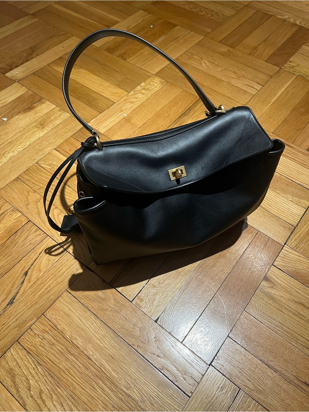 Balenciaga Rodeo Bag Medium Black Leather Gold Hardware Brand New Authentic
